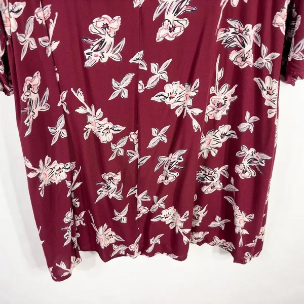 Ellos Plus Size‎ 22 Dress Shift Maroon Floral Shift Mini Lined Back Zip 1514 - Image 5