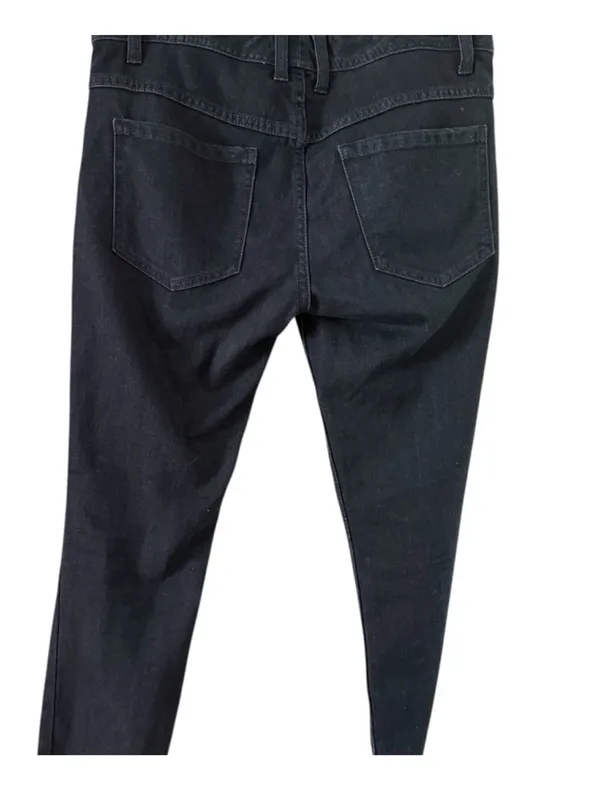 Free People Black Straight-Leg Jeans with Subtle Knee Distress - Image 12