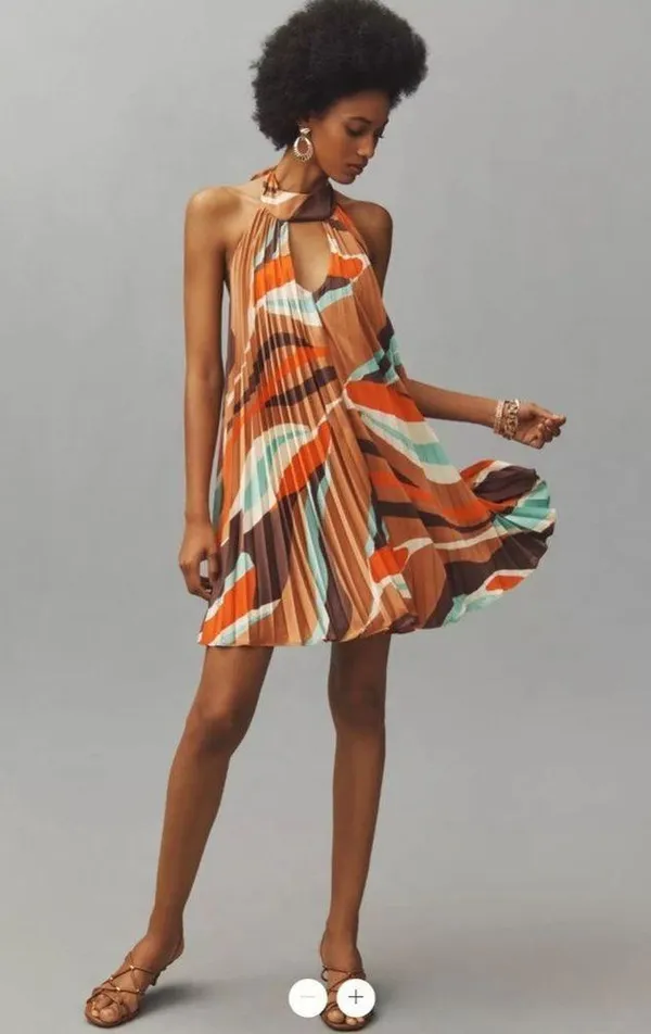 Anthropologie Hutch Halter Pleated Swing Mini Dress - Image 2