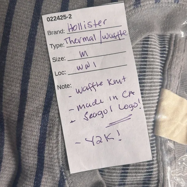 Y2K Waffle Knit Thermal‎ Top Gray Medium - Image 13