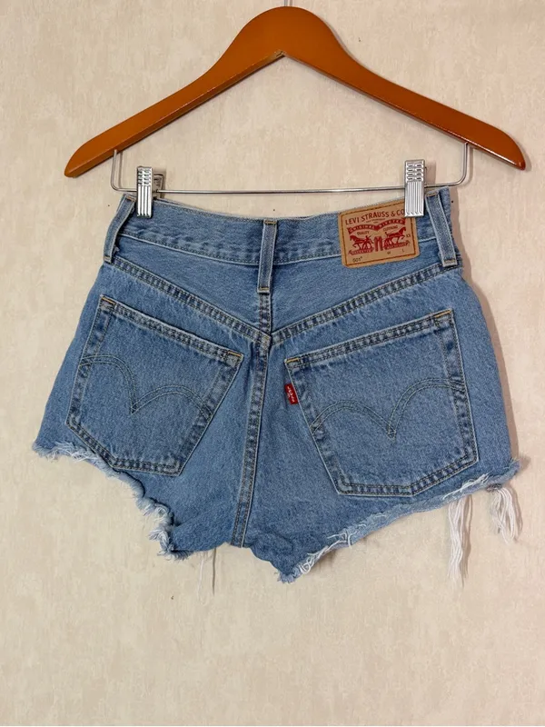 Levi’s Women’s 501 Original Fit High Rise Jean Short Distressed in Med Wash 24 - Image 4