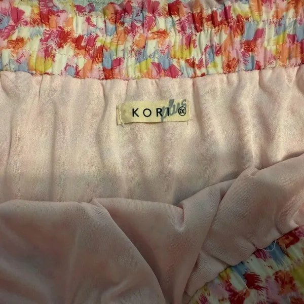 Kori Pink and White Tiered Skater Mini Skirt - Image 3