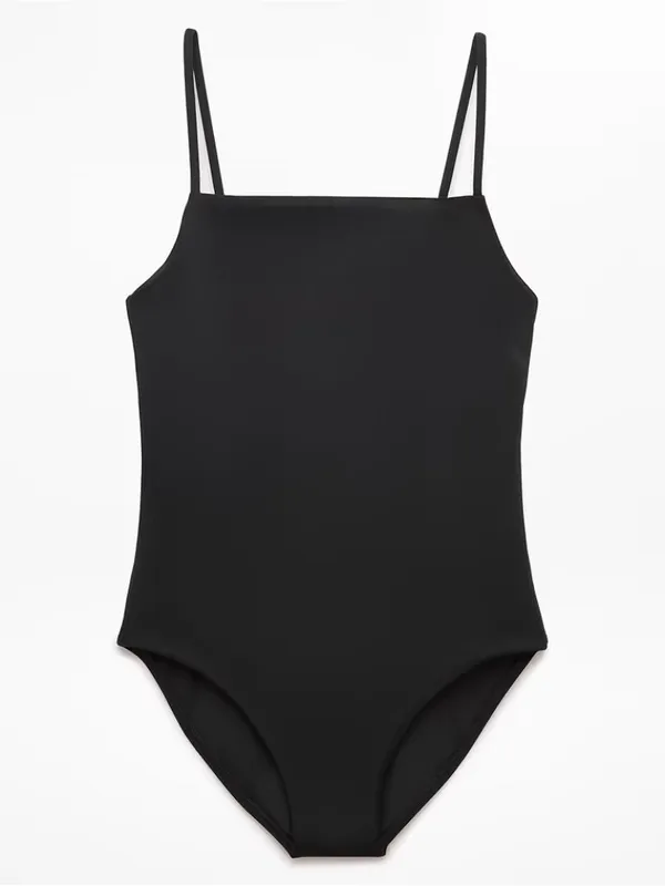 New Athleta XS Straight Neck One Piece Swimsuit X-Small Regular Black - Image 4
