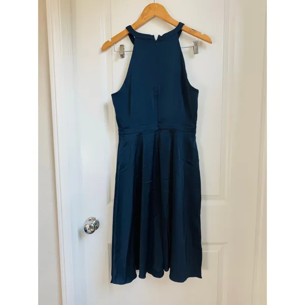 Modcloth NEW Halter Dress Sz 10 Navy Blue‎ Keyhole Halter Neck Formal - Image 2