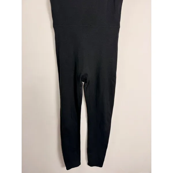 Vuori Women Black Heather Scoop Neck Activewear Jumpsuit Tank Bodysuit Full Leg - Image 5