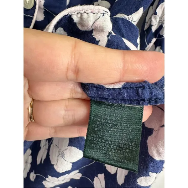 Lauren Ralph Lauren Pajama‎ Shirt Floral Small Blue/Pink Collared - Image 7