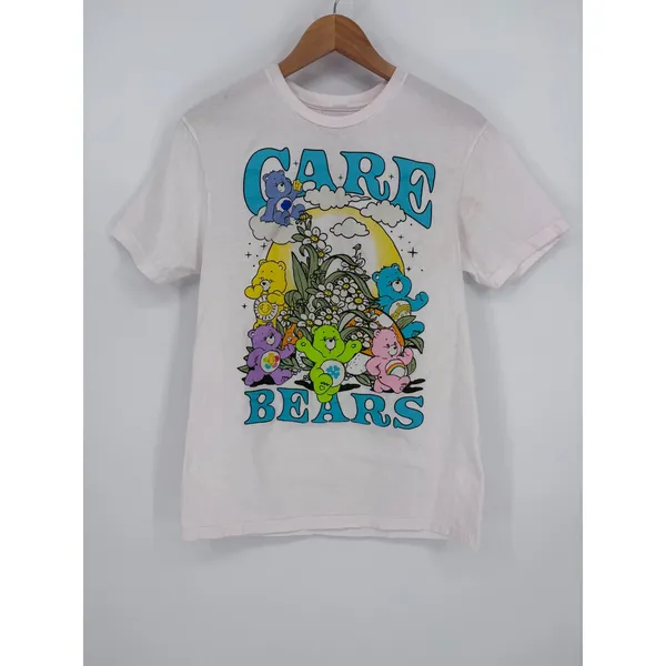 Care Bears Retro Graphic T Shirt White Crew Neck Cartoon Tee‎ Size Medium - Image 3