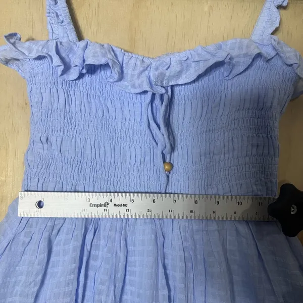 Indikah Tamika Blue Mini Flowy Dress‎ Women’s Size Large NWT - Image 4
