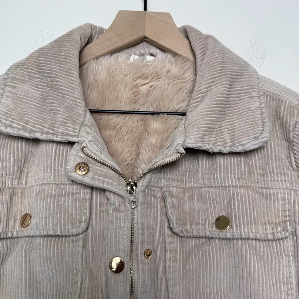 Sky & Sparrow Women Corduroy Sherpa Lined Jacket Medium Brown‎ Trucker Western - Image 2