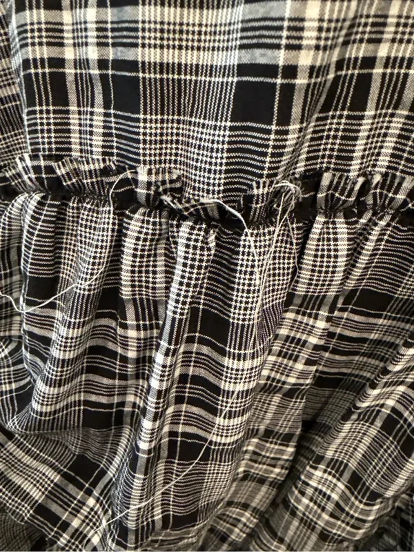 Dress Forum Plaid Tiered Babydoll Mini Dress Ruffle Trim Cottage Grunge - Image 5