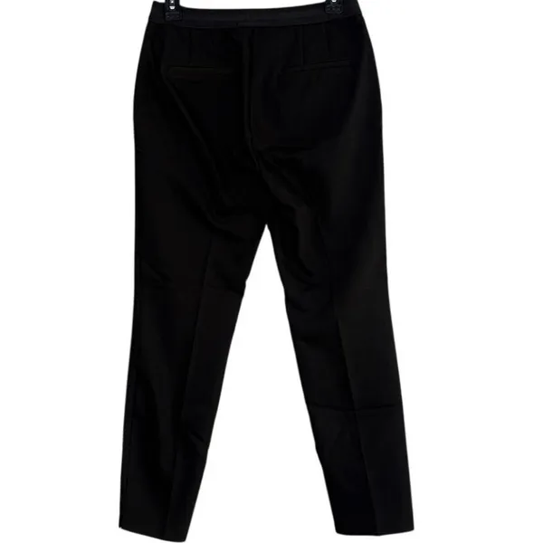 Zara Slim Straight Mid Rise Ankle Cropped Trouser Flat Front Pockets M Black - Image 4