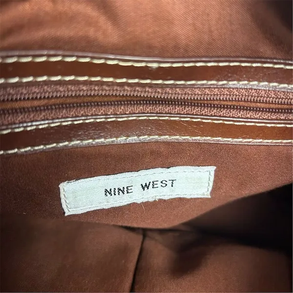 Nine West Women's‎ Brown Leather Shoulder Bag with Zip Closure - Image 11