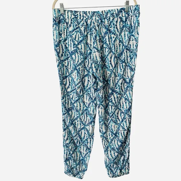 Lilly Pulitzer Piper Island Jogger Pants Sparkling Blue Hook Up Size Medium - Image 2