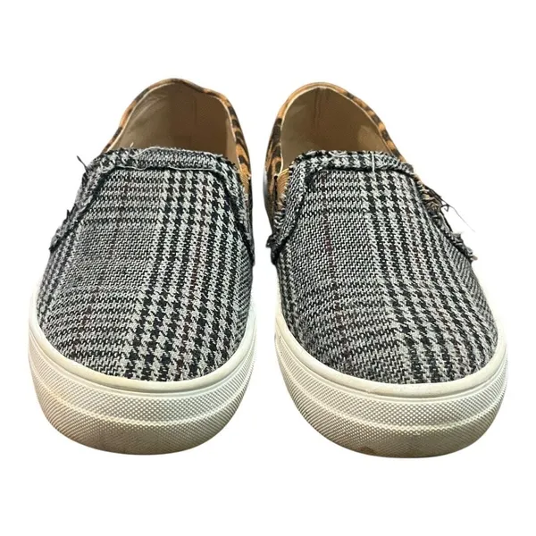 Mata Slip On Sneakers Womens 7.5 Plaid‎ Leopard Print Mixed Media Low Top Shoes - Image 8