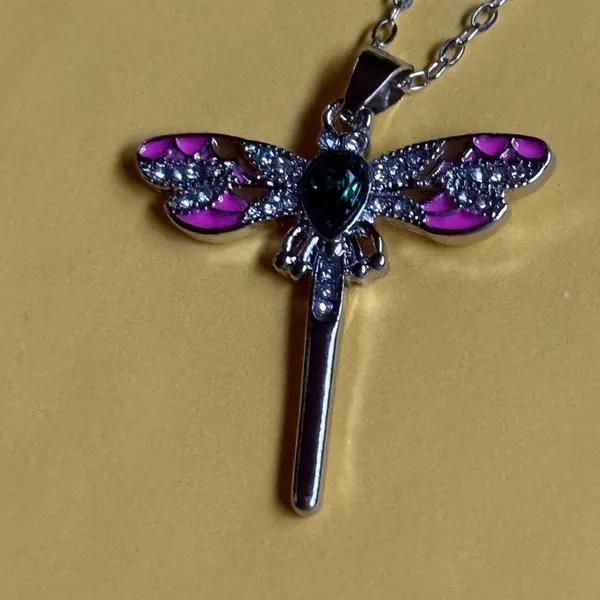 Silver Dragonfly Pendant Necklace - Image 2