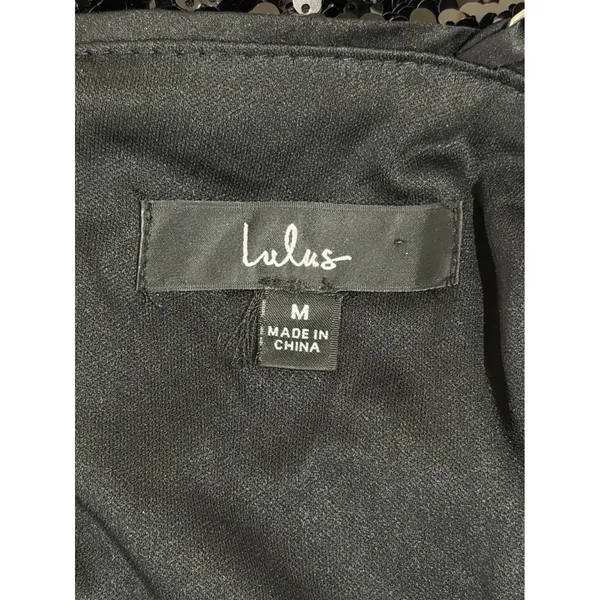 Lulus Womens Black Sequin Surplice V-Neck Spaghetti Strap‎ Romper Size M - Image 3