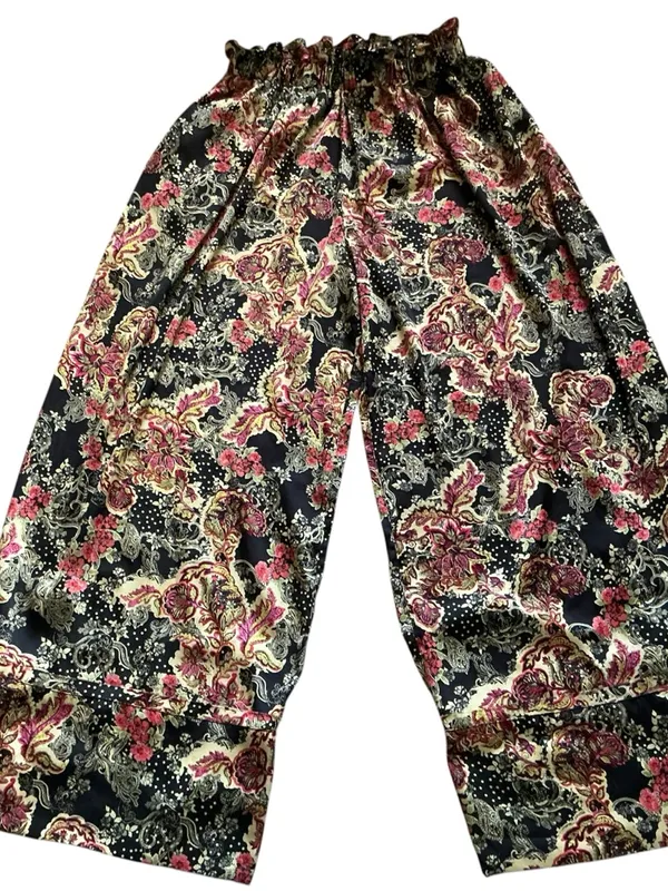 Free people goddess lounge pants size s satin x-wide leg floral paisley print - Image 2