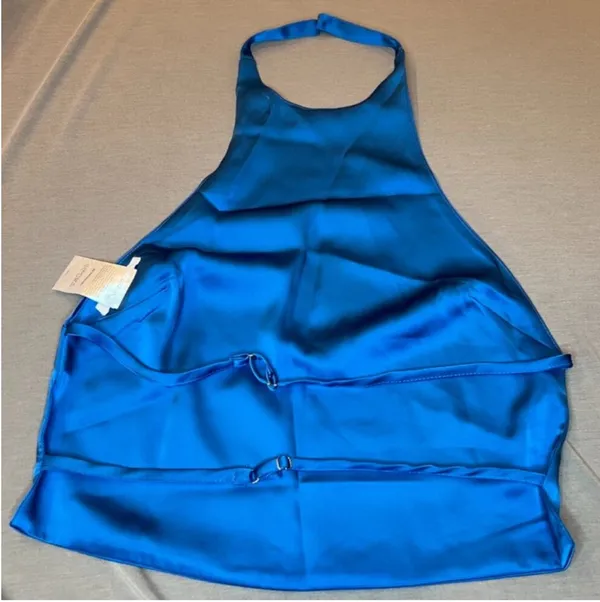 Peppermayo Bree Satin Halterneck Top in Cobalt - Image 4