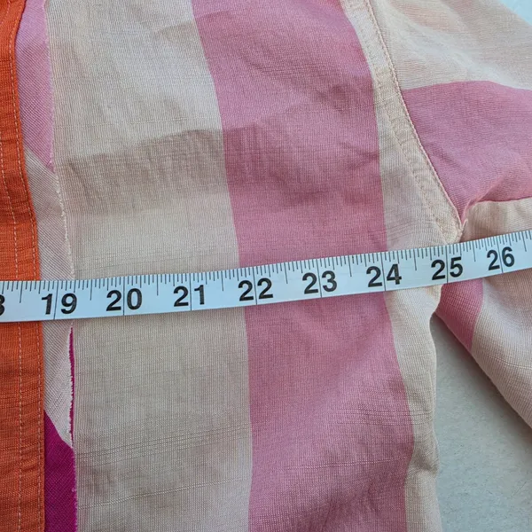 Fate Womens Pink Orange Striped Button Down Balloon Sleeve Blouse FT23201 Small - Image 8
