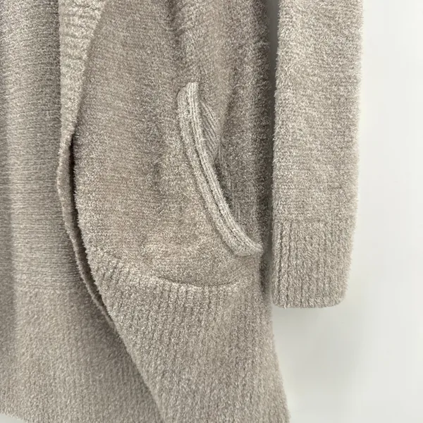 Barefoot Dreams CozyChic Lite Circle Cardigan Shawl Collar Open‎ Front Tan XS/S - Image 3