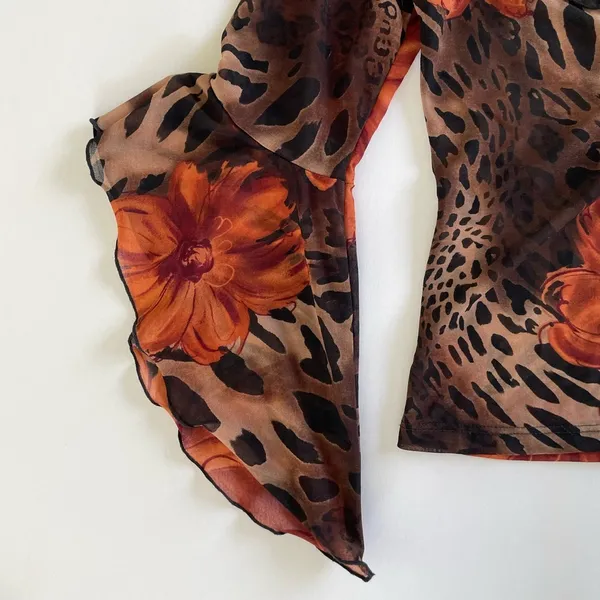 Unique Vintage Vintage Floral and Animal Print Blouse - Image 3