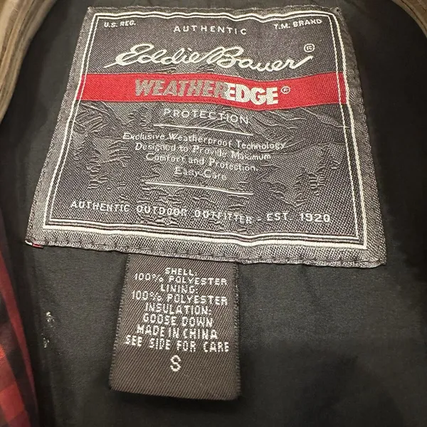 Eddie Bauer Womens Small‎ Puffer Vest Weatheredge Red Plaid Goose Down Full Zip - Image 4