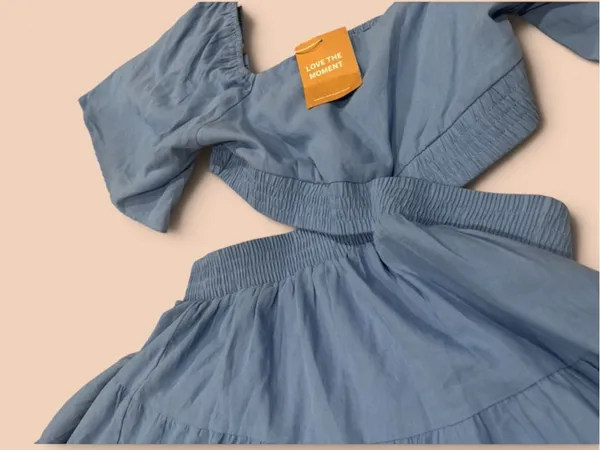 Sky Velvet Smoky Blue Cutout Tiered Mini Dress – Size Medium NWT - Image 5