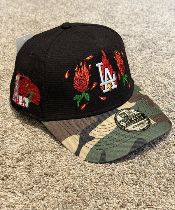New Era 9FORTY A-Frame Los Angeles Dodgers "Burnt Roses" Camo Brim Edition Hat - Image 2