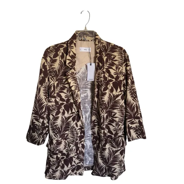 New MNG Mango Women’s XS Oversized Tropical Print Linen Blend Blazer Jacket - Image 4