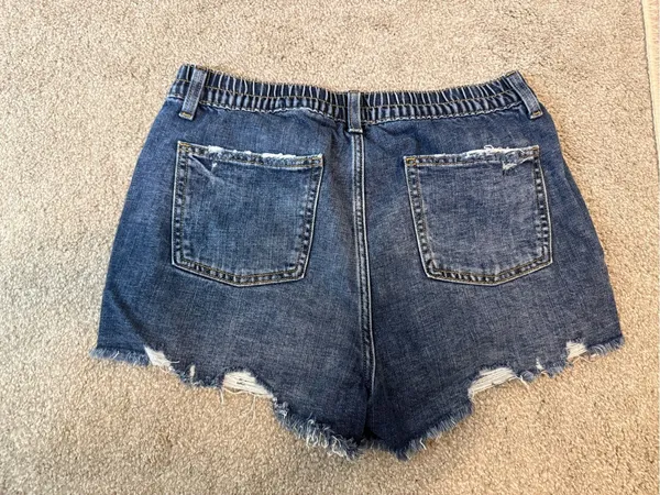 aerie Dark Blue Distressed Denim Shorts - Image 2