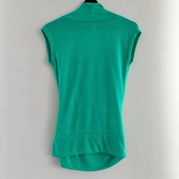 Bella D Faux Wrap Top Large Green Sleeveless Knit Sweater Y2K Siren 90s Romcom - Image 3
