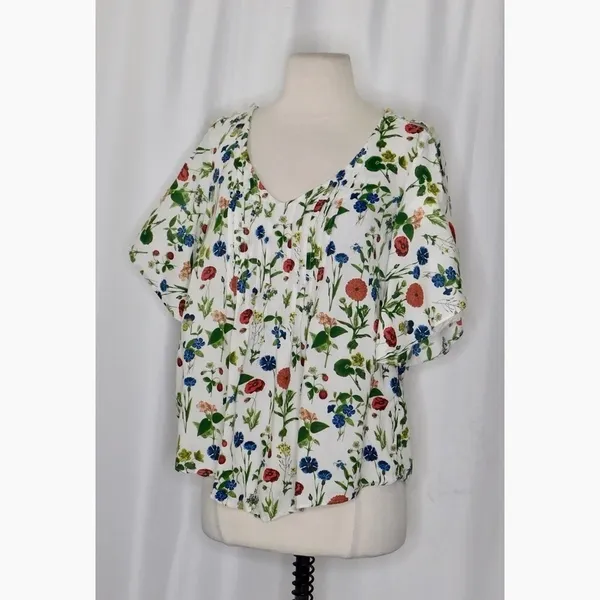 Anthropologie MAEVE Maya Floral Fluttered Top Blouse Strawberry Fruit Berries 2‎ - Image 6