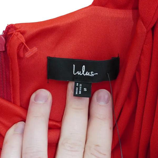 Lulus Size‎ Small Red Ruffle Strap Maxi Dress Square Neck Column Gown Wedding - Image 8