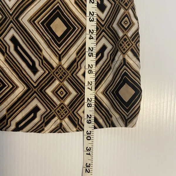 Geometric Print‎ Dress Short Sleeve V Neck Brown Black White Mini Retro Preppy - Image 9