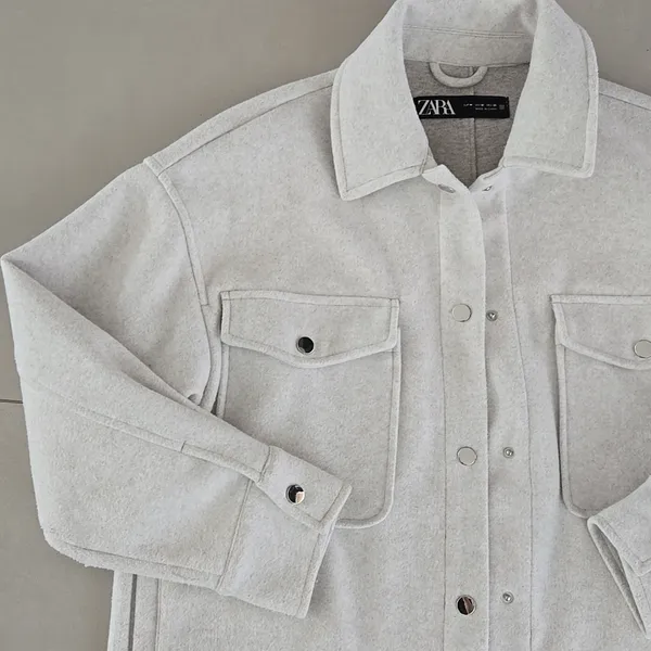 Zara Off White Soft Button Down Overshirt Woman’s Jacket Size M - Image 6