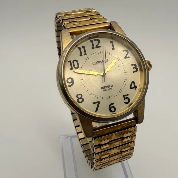 Elegant Vintage Carriage by Timex Women's Gold-Tone Watch Working New Battery - Image 2