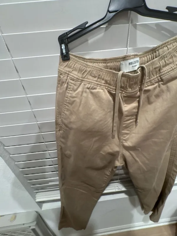Hollister Straight Pants Size S Tan Drawstring Khaki - Image 7