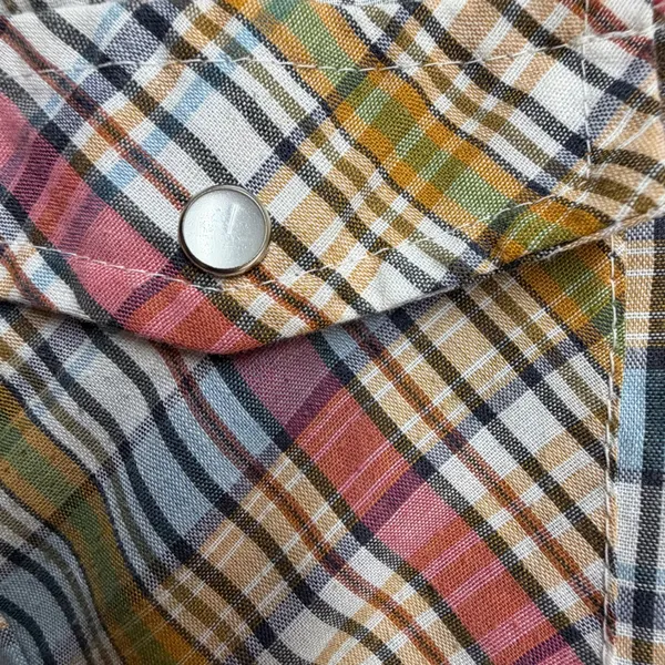 EV Ltd Vintage Womens M‎ Western Pearl Snap Shirt Plaid Multi-Color Long Sleeve - Image 5