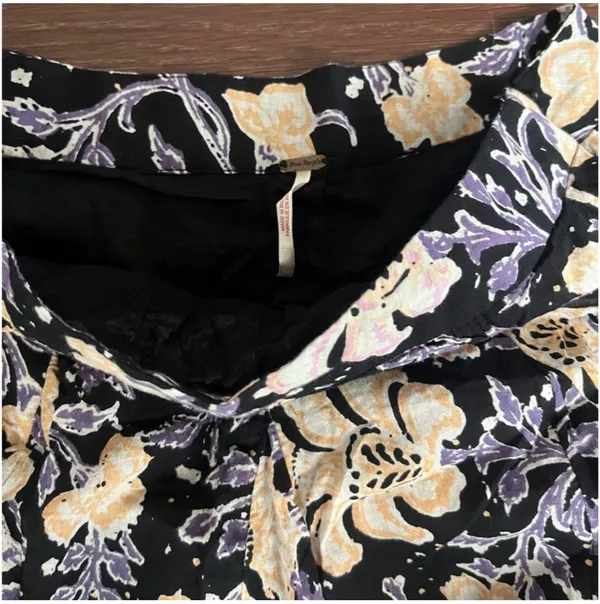 Free People Floral Pleated Mini Skirt Black 2 - Image 3