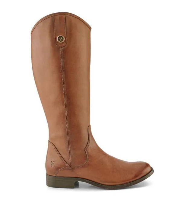 FRYE Leather Tall Boots in Cognac Brown, Western Inside Zip Size 5M NEW - Image 2
