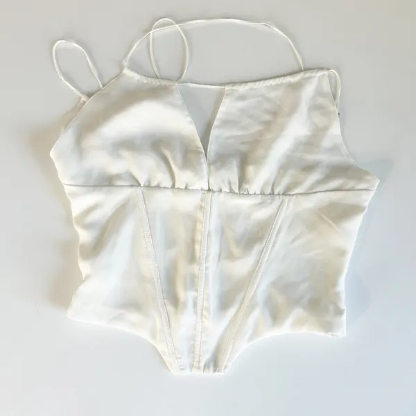 House of CB Womens Orla White Chiffon Strappy Corset Bustier Top Size‎ M - Image 4