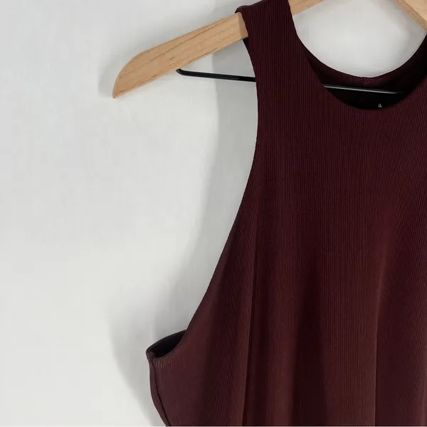 A New Day Stretch‎ Ribbed Jersey Knit Sleeveless Brown Burgundy Tank Top Size L - Image 3