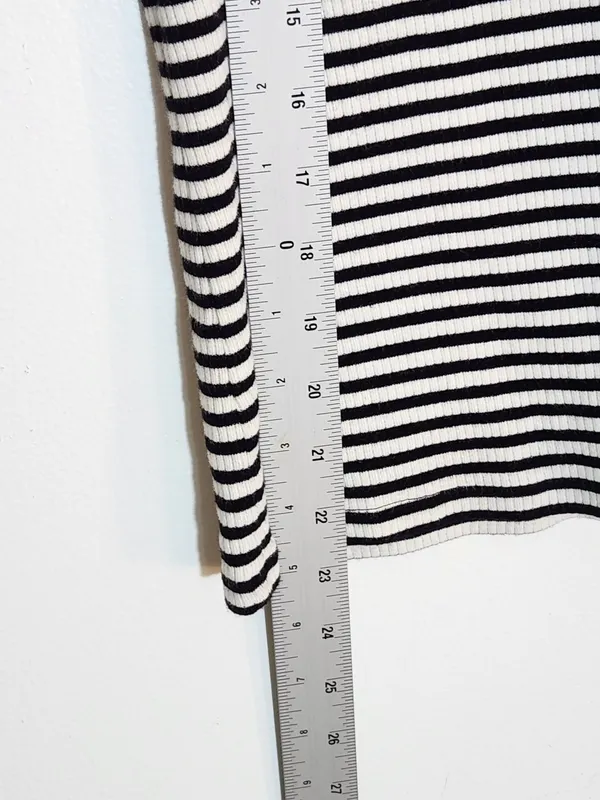 Lauren Ralph Lauren Womens Black and White Ribbed Knit Henley Size Large - Image 7