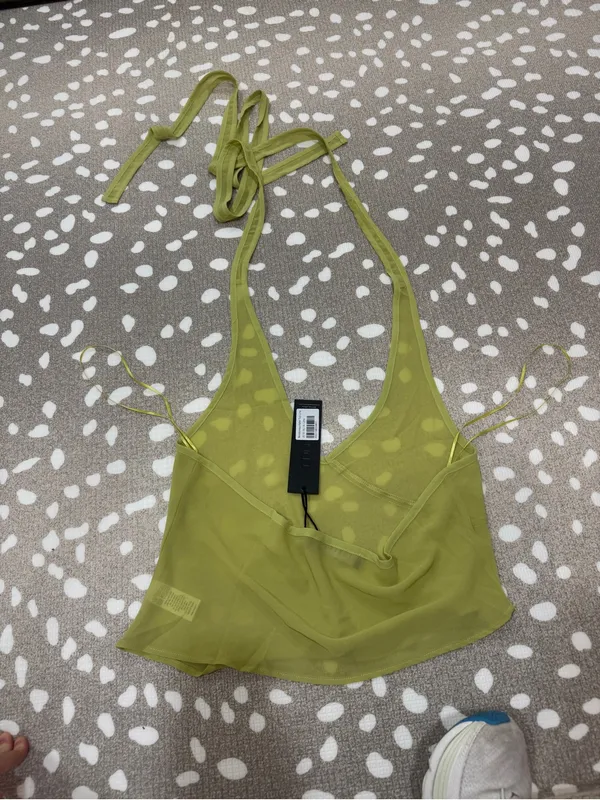 NWT Lioness Rendezvous Halter Top Lime chartreuse princess polly vneck crop - Image 5