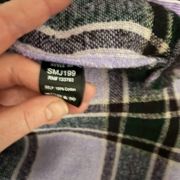 Pol x Anthropologie Purple Fuzzy Plaid Shacket Corduroy Trim Medium. - Image 10