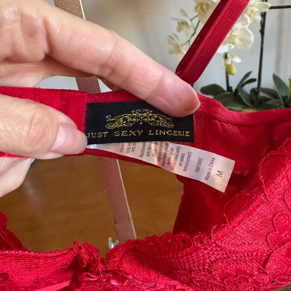 Just Sexy Frederick’s of Hollywood Red Sheer Lace Babydoll Negligee M - Image 4