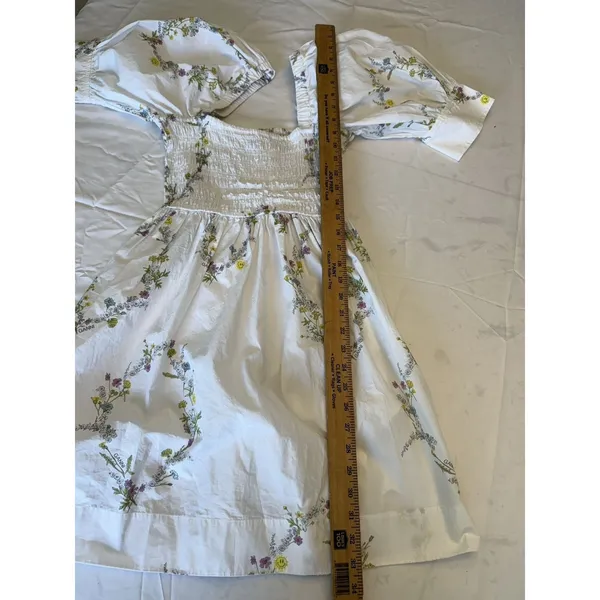 GANNI Floral Printed Poplin Cotton Mini-Dress 2 NWT Sun Puff Sleeve Cottagecore - Image 5