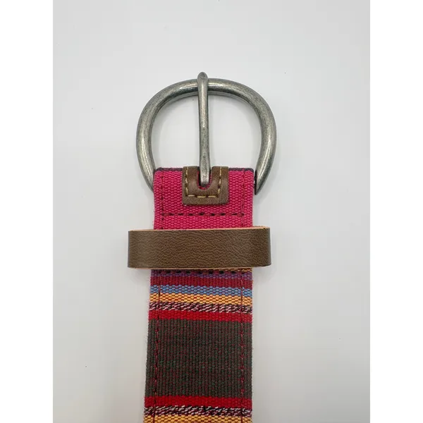 Vintage‎ Southwestern Belt Colorful Fabric Woven Striped Canvas Boho Serape XL - Image 3