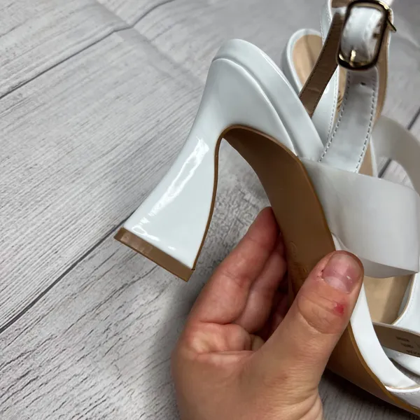 Dream Paris Heels White Slingback Open Toe Strappy Dress Sandals Shoes Size 7 - Image 7
