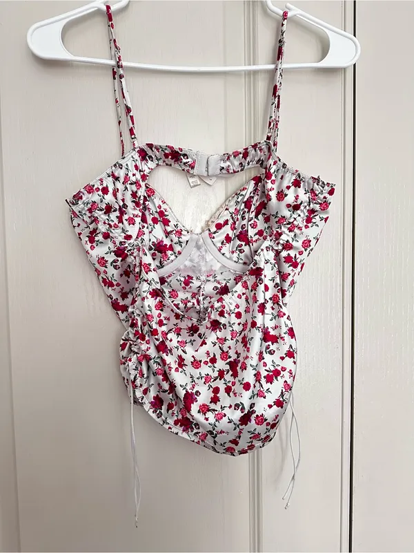 For Love & Lemons Melrose Floral Lace-Trim Bustier Top - Image 5